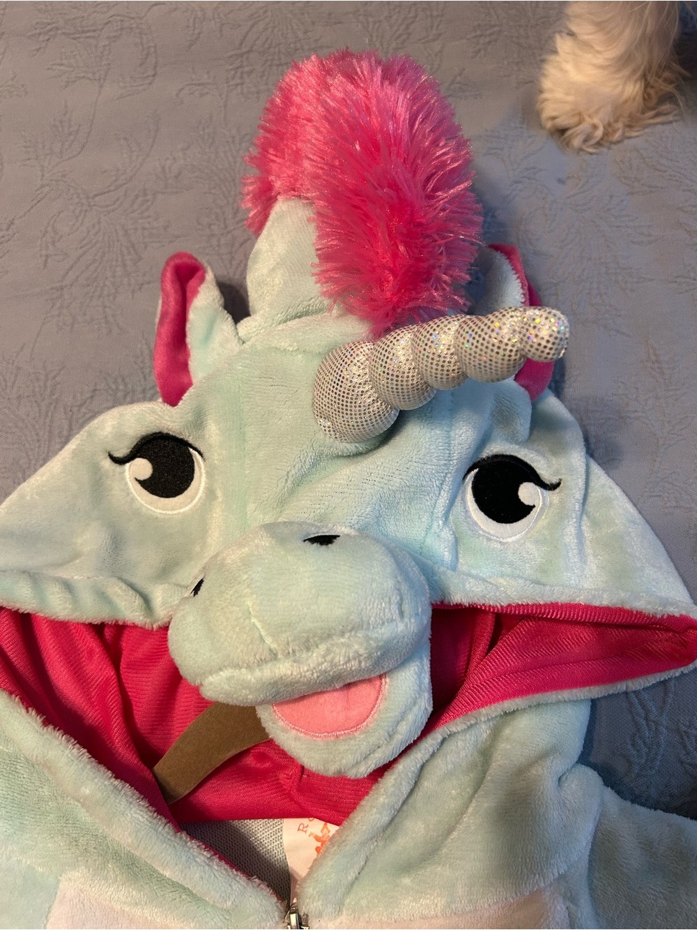 Rubie's Light Blue and Hot Pink Unicorn Plush Hooded Costume